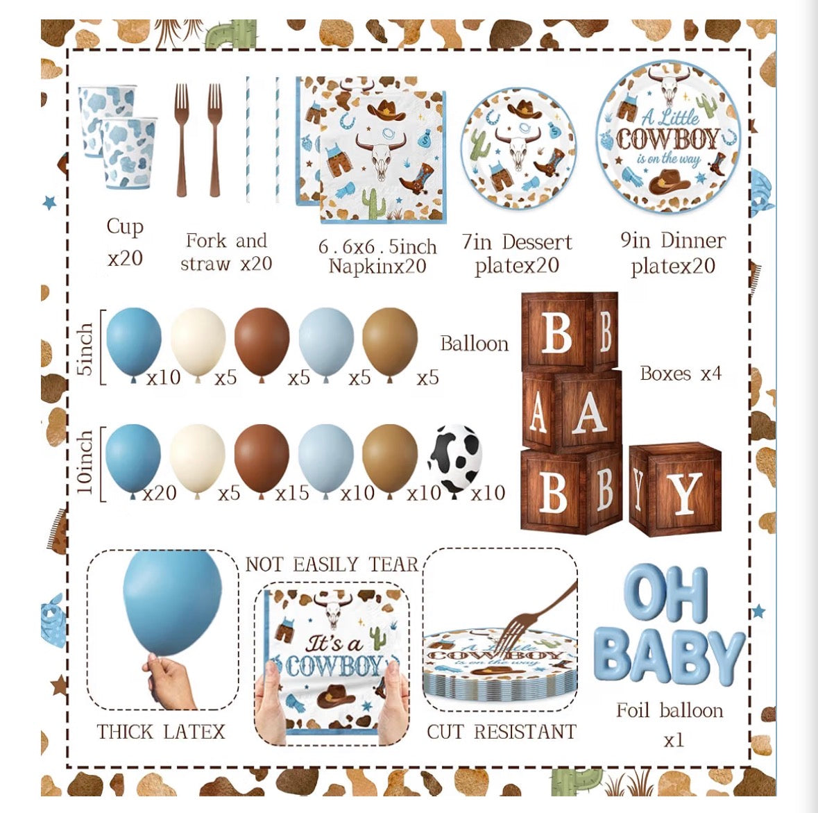 Little Cowboy Party Supplies Flat Lay