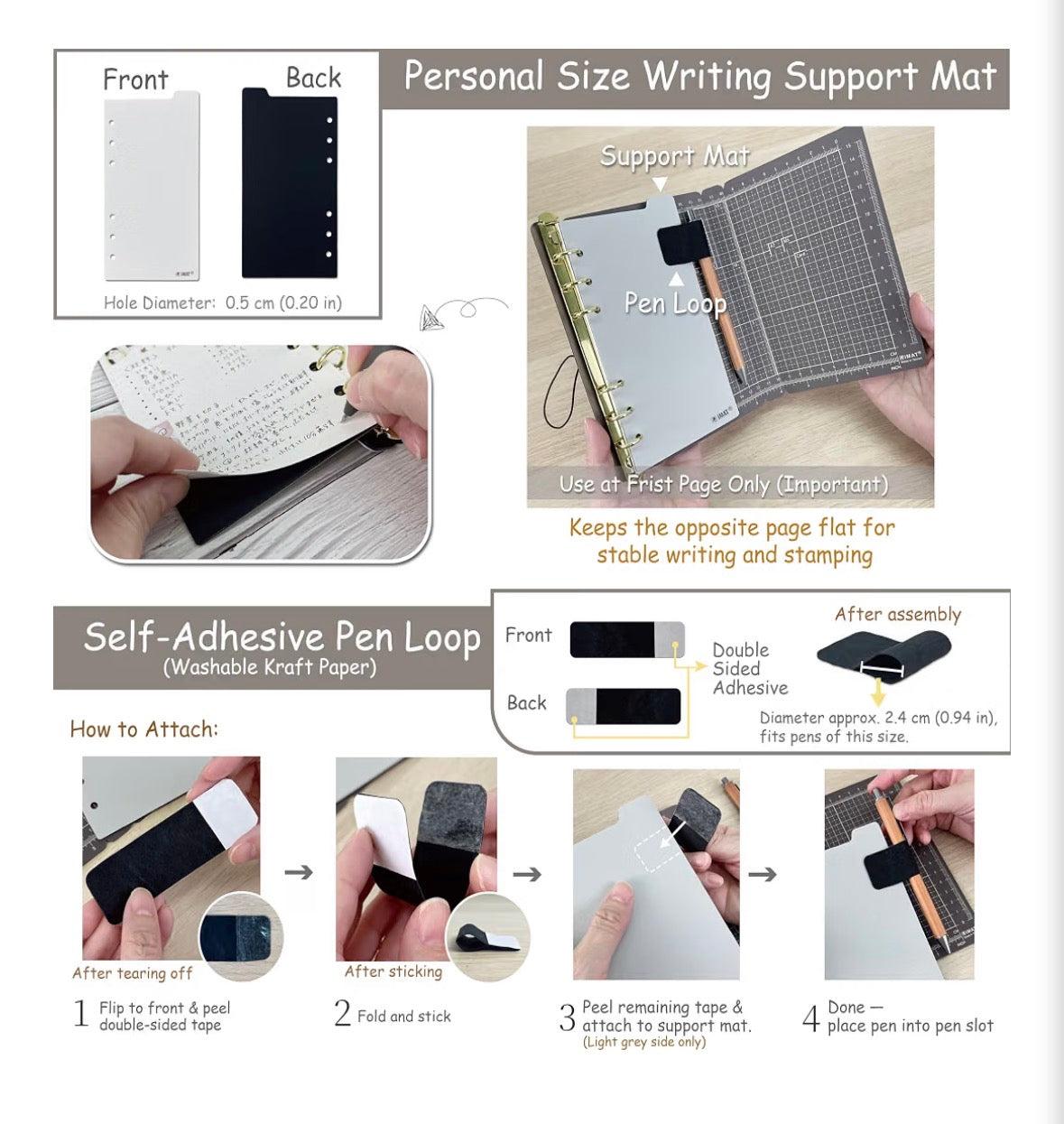 RIMAT Personal Size Planner & Cutting Mat Binder – 6-Ring Fully Customizable Journaling Kit with Quick-Release Mat, L-Pocket & Writing Support