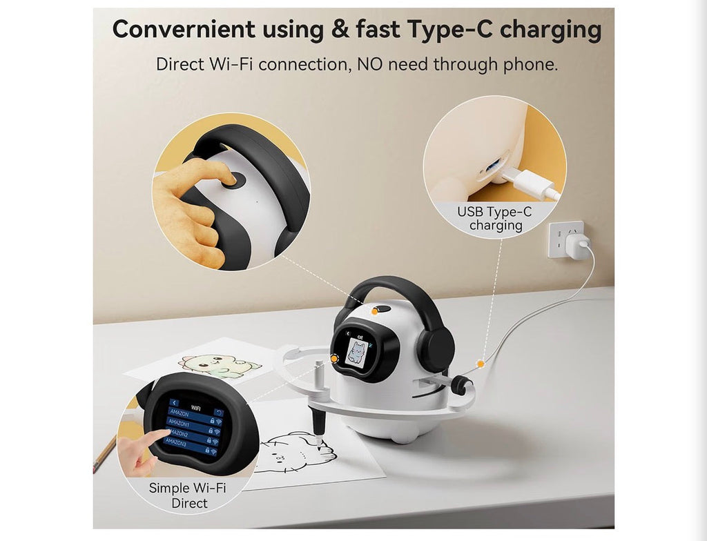 AI Drawing Robot for Kids – 2nd Generation Voice Control, 10,000+ Images, Wi-Fi, Type-C Charging