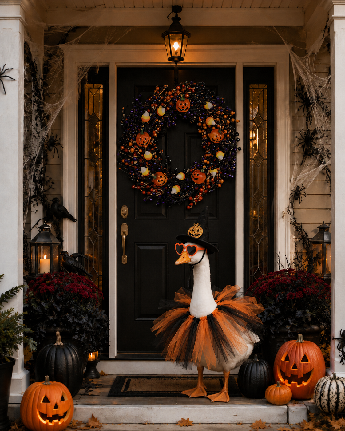 Halloween Goose Costume – 3-Piece Witch Set with Tutu Skirt, Witch Hat & Heart Sunglasses