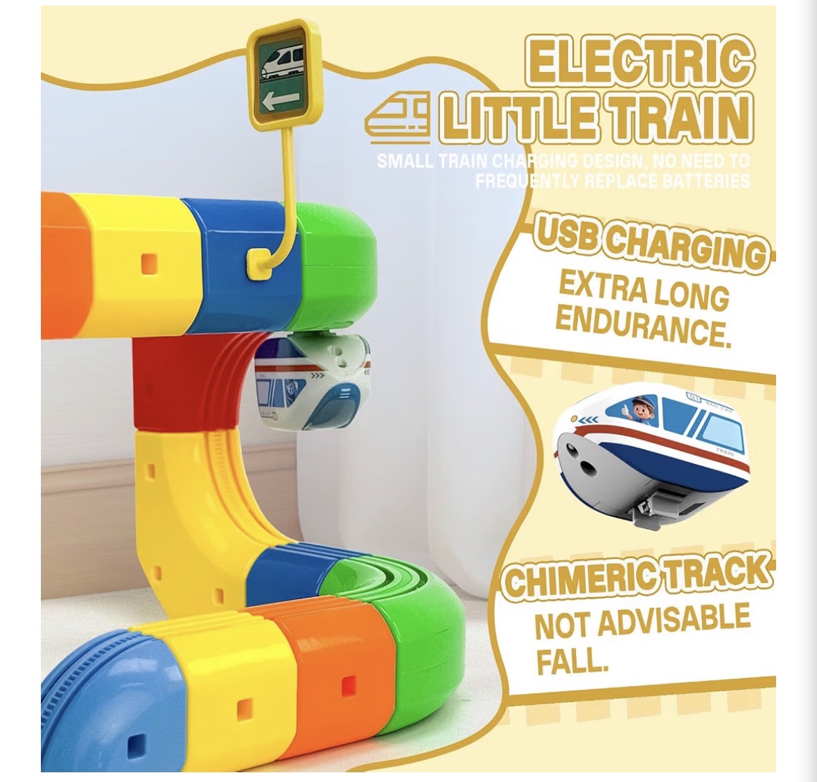 Magic 3D Track Car Train Set – 51-Piece Electric Train with USB Charging, Multi-Level Tracks, Inverted Suspension & Road Signs