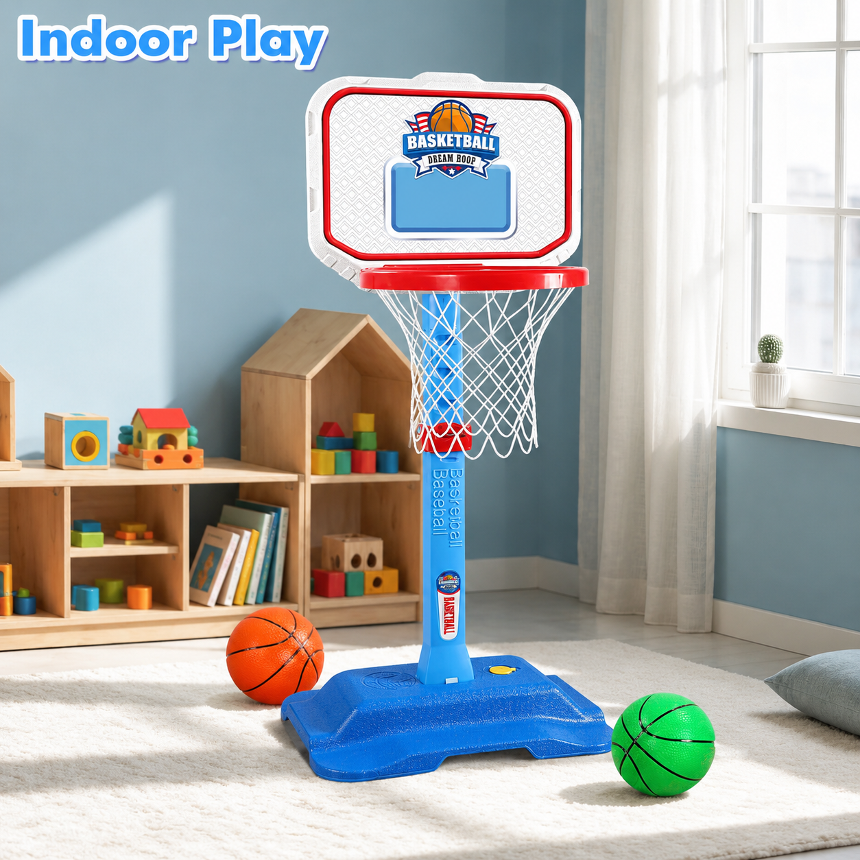 Toddler Basketball Hoop Set – Height Adjustable with 3 Balls, Indoor & Outdoor