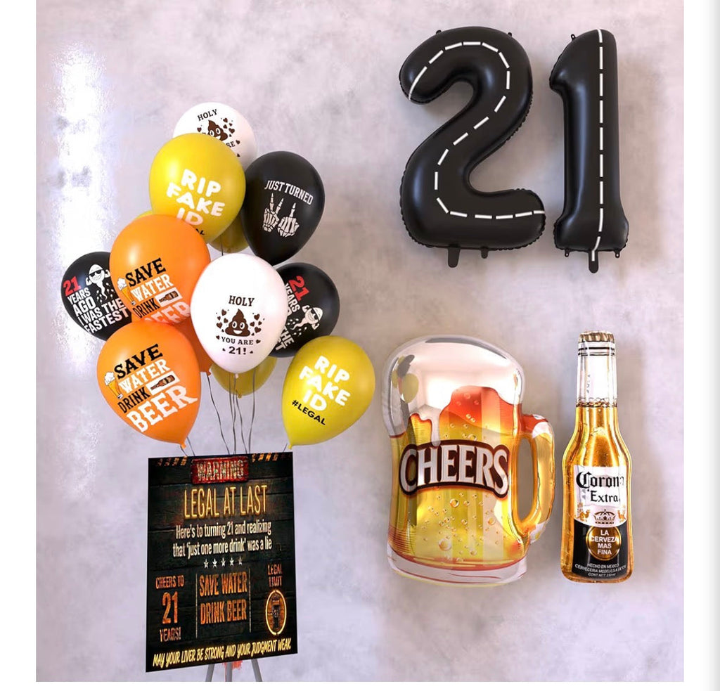 21st Birthday Party Decorations Kit – Cheers & Beers 57-Piece Set, Finally Legal