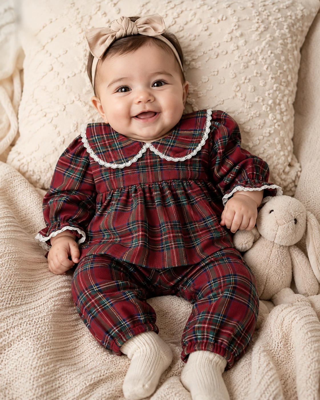 Christmas Plaid Baby Girl 2-Piece Set
