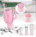 Pink Daisy Tumbler Accessories Set for Stanley & Owala 30 & 40 oz – 5-Piece Floral Cup Charm Kit