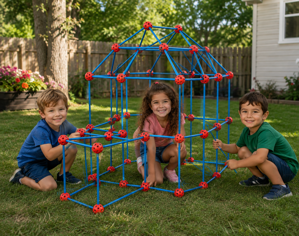140-Piece Kids Fort Building Kit – STEM Construction Toy for Boys & Girls, Indoor & Outdoor