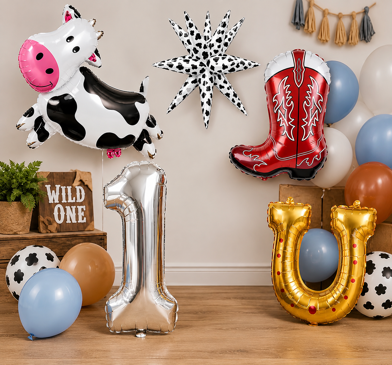 Cowboy 1st Birthday Balloon Garland Arch Kit with ONE Balloon Boxes