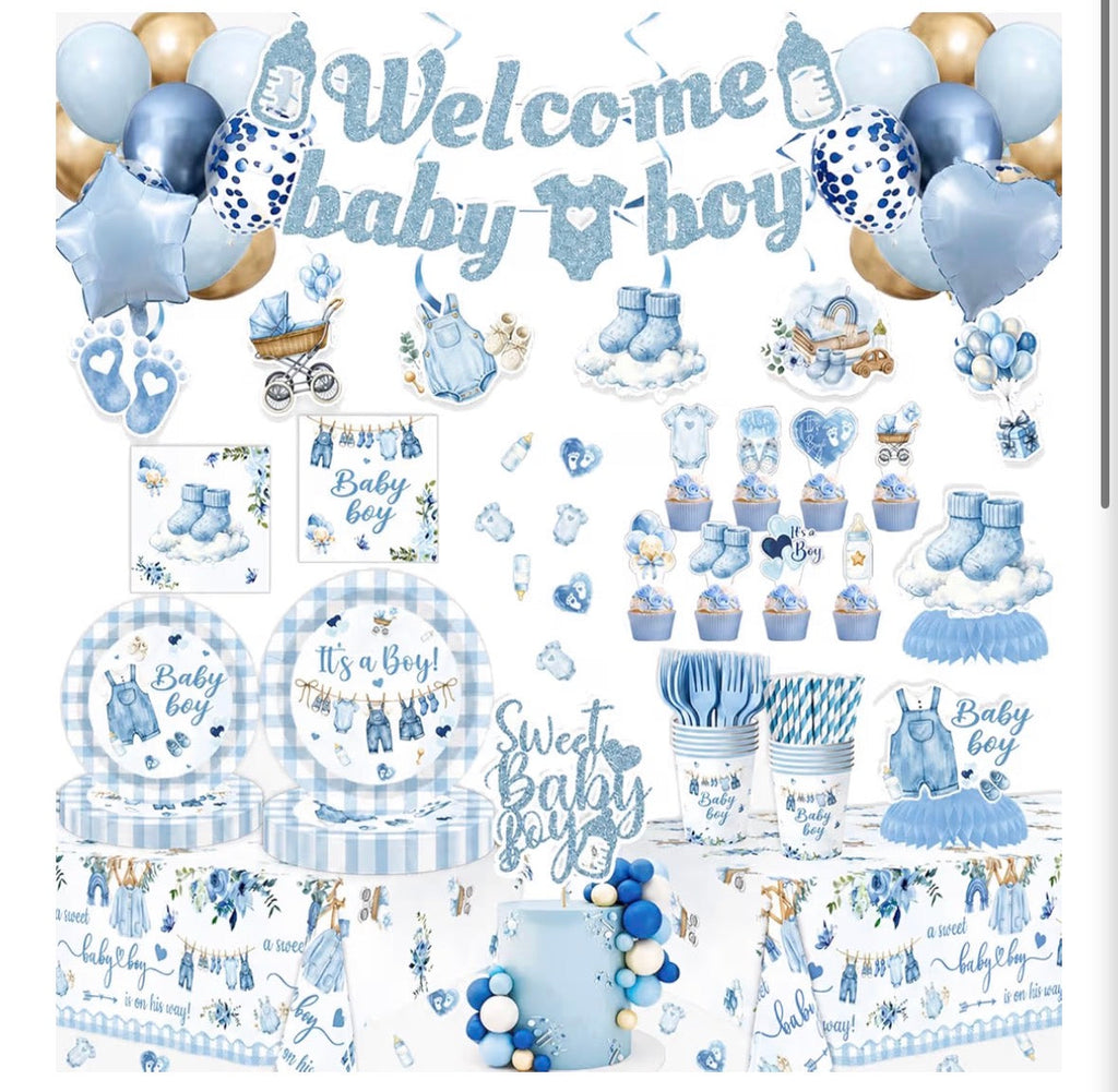 Blue Jean Baby Boy Baby Shower Decor Set