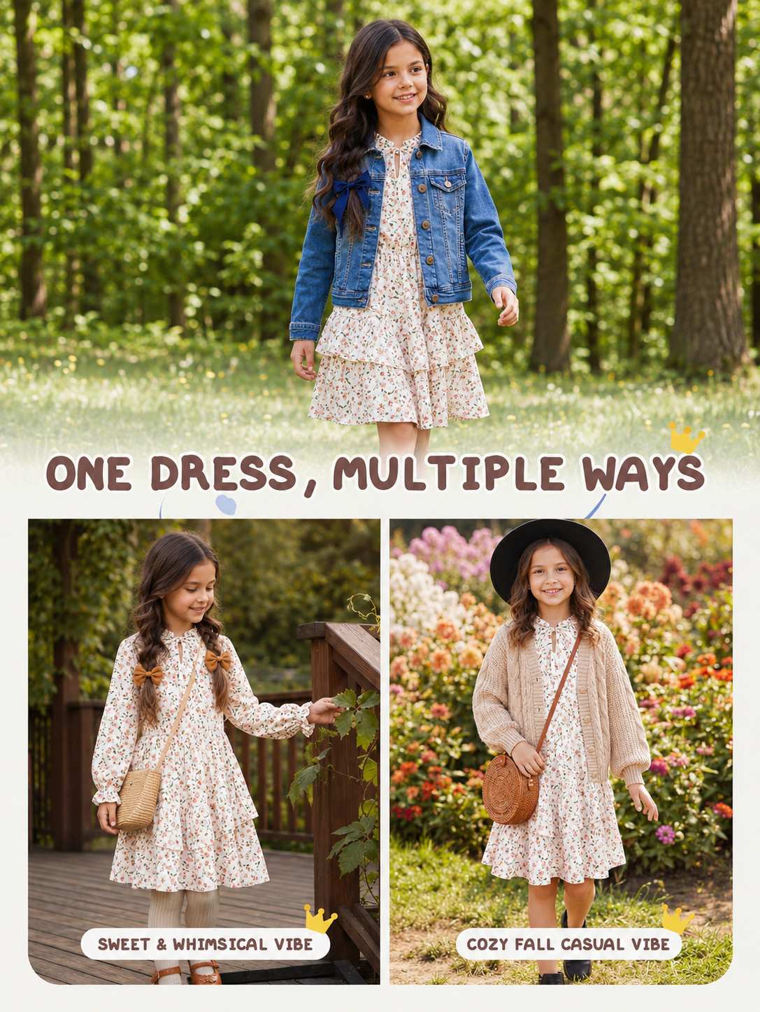 Girls Floral Chiffon Tiered Dress