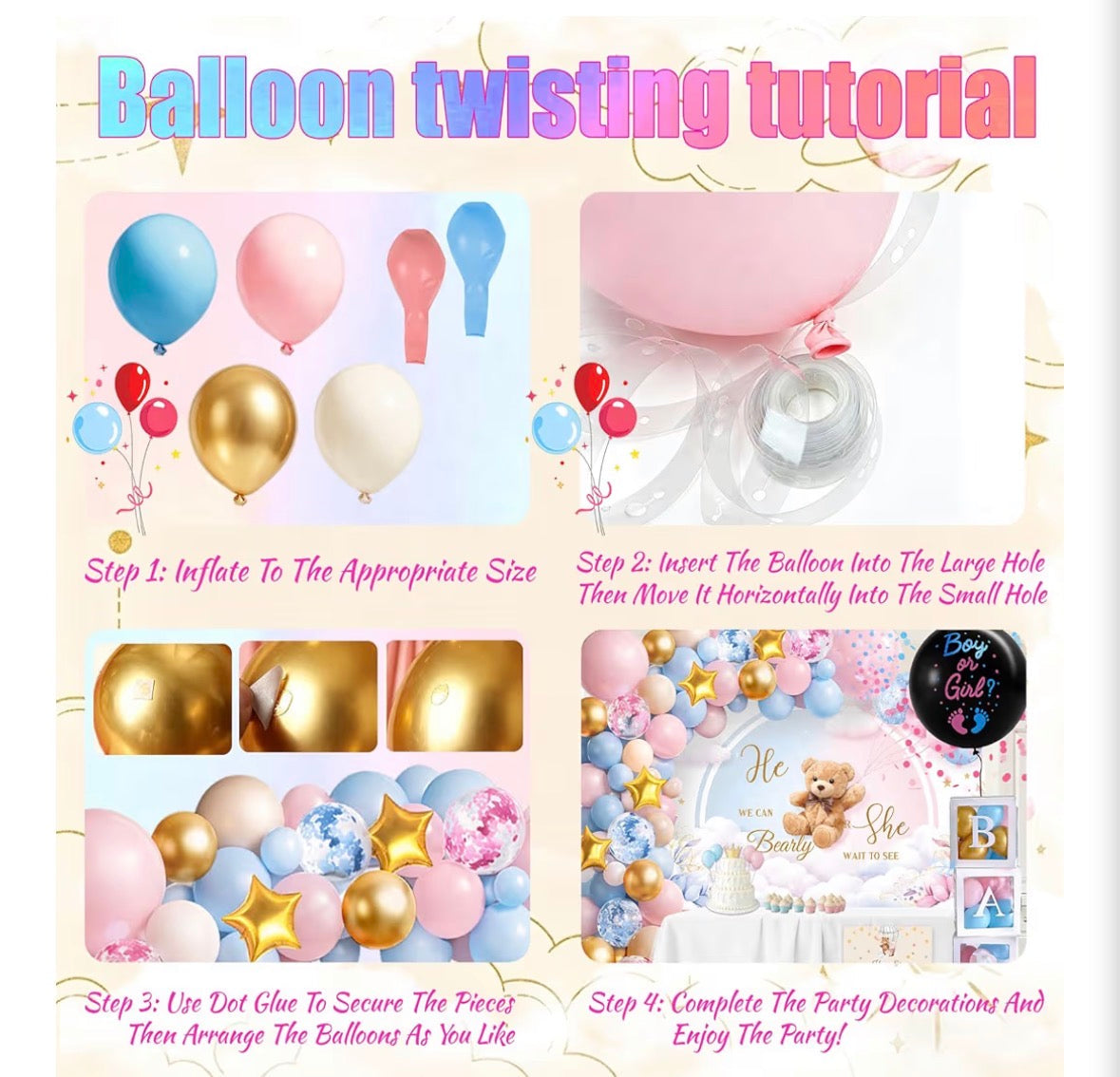 Gender Reveal Party Decorations Kit – 120+ Piece He or She Bearly Wait Teddy Bear Theme