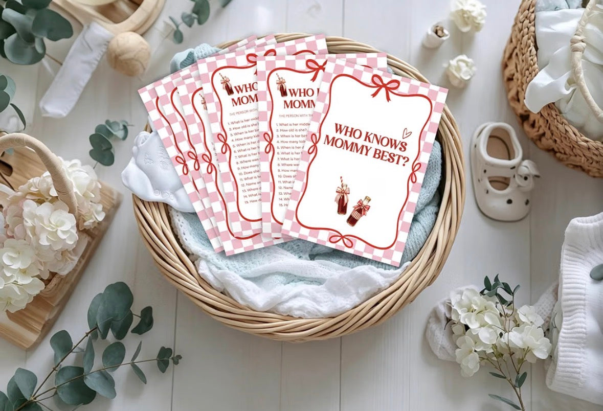 She's Ready to Pop – Who Knows Mommy Best? Baby Shower Game Cards – 30 Pack