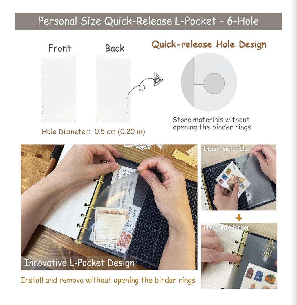RIMAT Personal Size Planner & Cutting Mat Binder – 6-Ring Fully Customizable Journaling Kit with Quick-Release Mat, L-Pocket & Writing Support