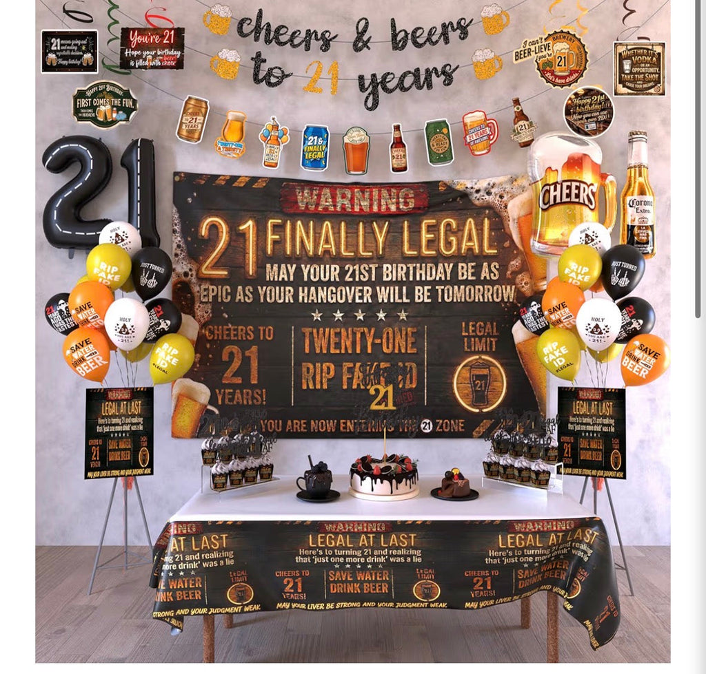 21st Birthday Party Decorations Kit – Cheers & Beers 57-Piece Set, Finally Legal