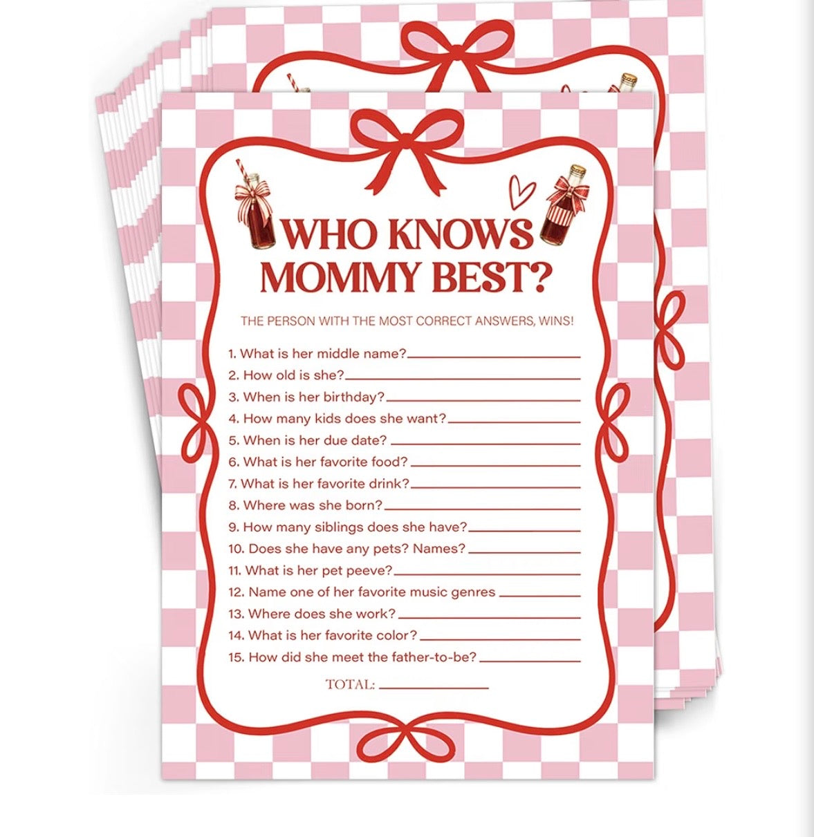 She's Ready to Pop – Who Knows Mommy Best? Baby Shower Game Cards – 30 Pack