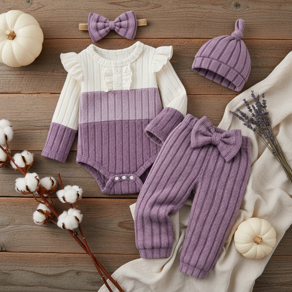 Baby Purple Set Farmhouse Flat Lay