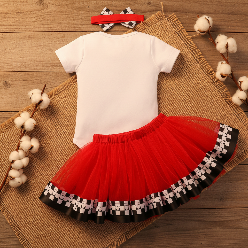Baby Girl Race Car 1st Birthday Outfit Set