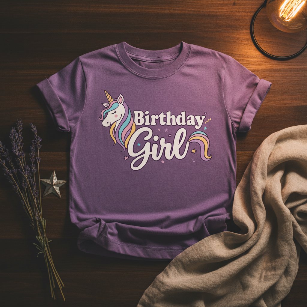 Birthday Girl Tee - Dark Wood