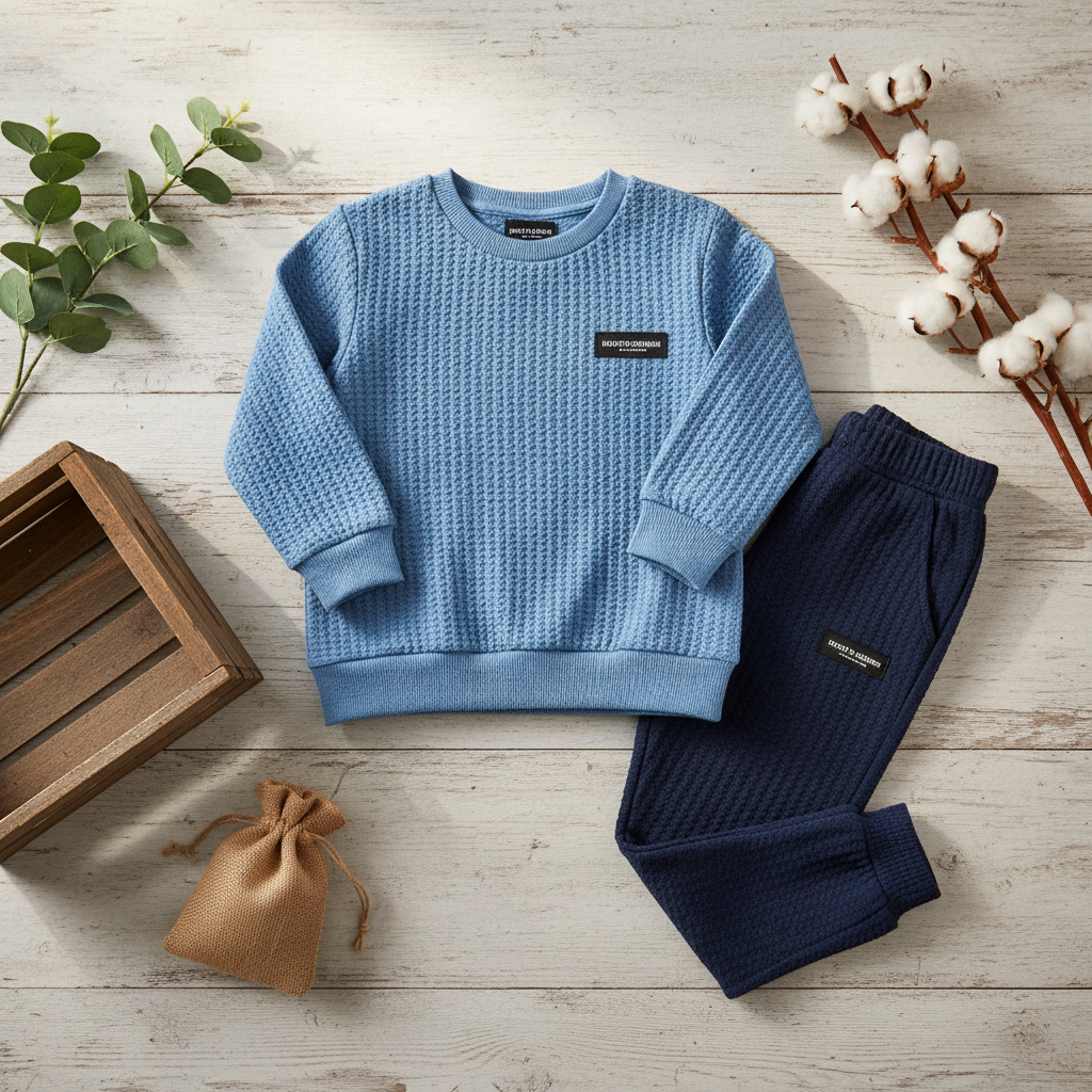 Boys Textured Sweatsuit Set - Farmhouse Flat Lay