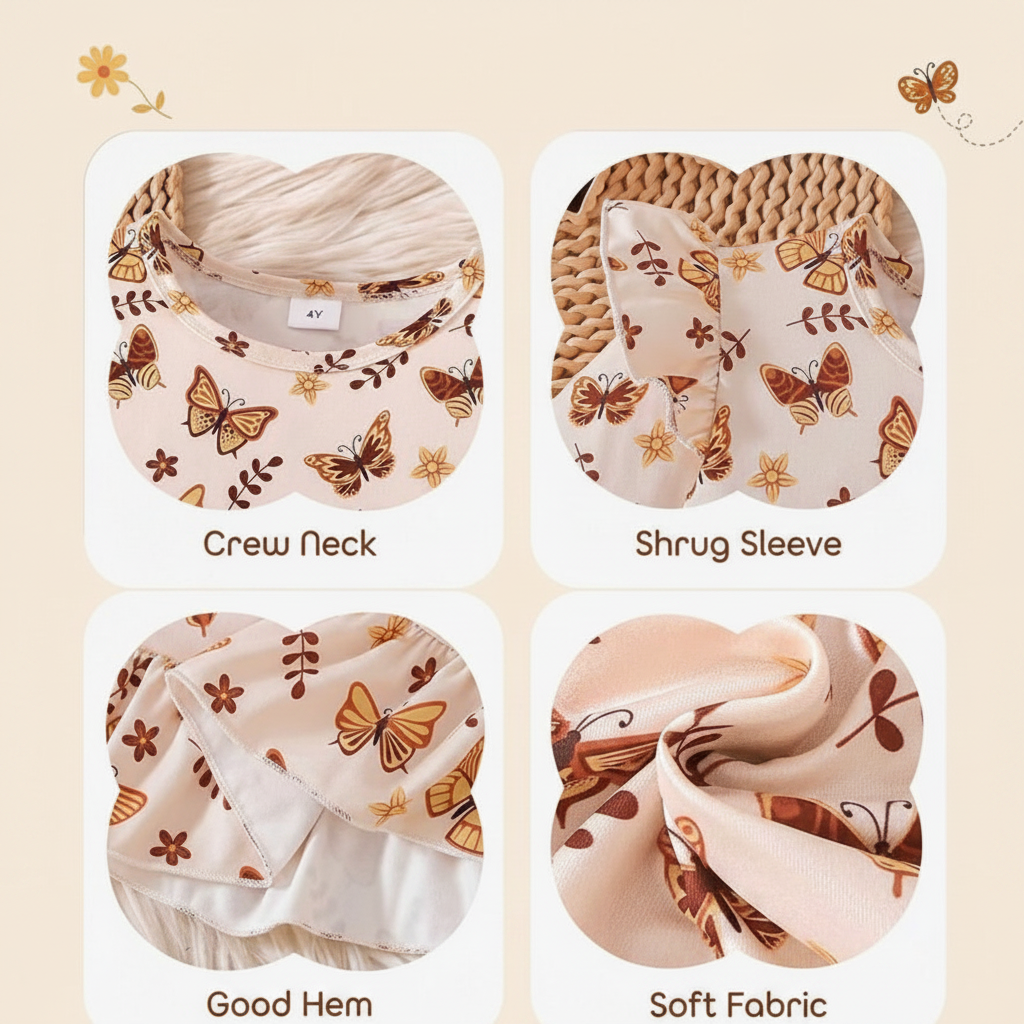 Autumn Butterfly Ruffle Dress – Girls