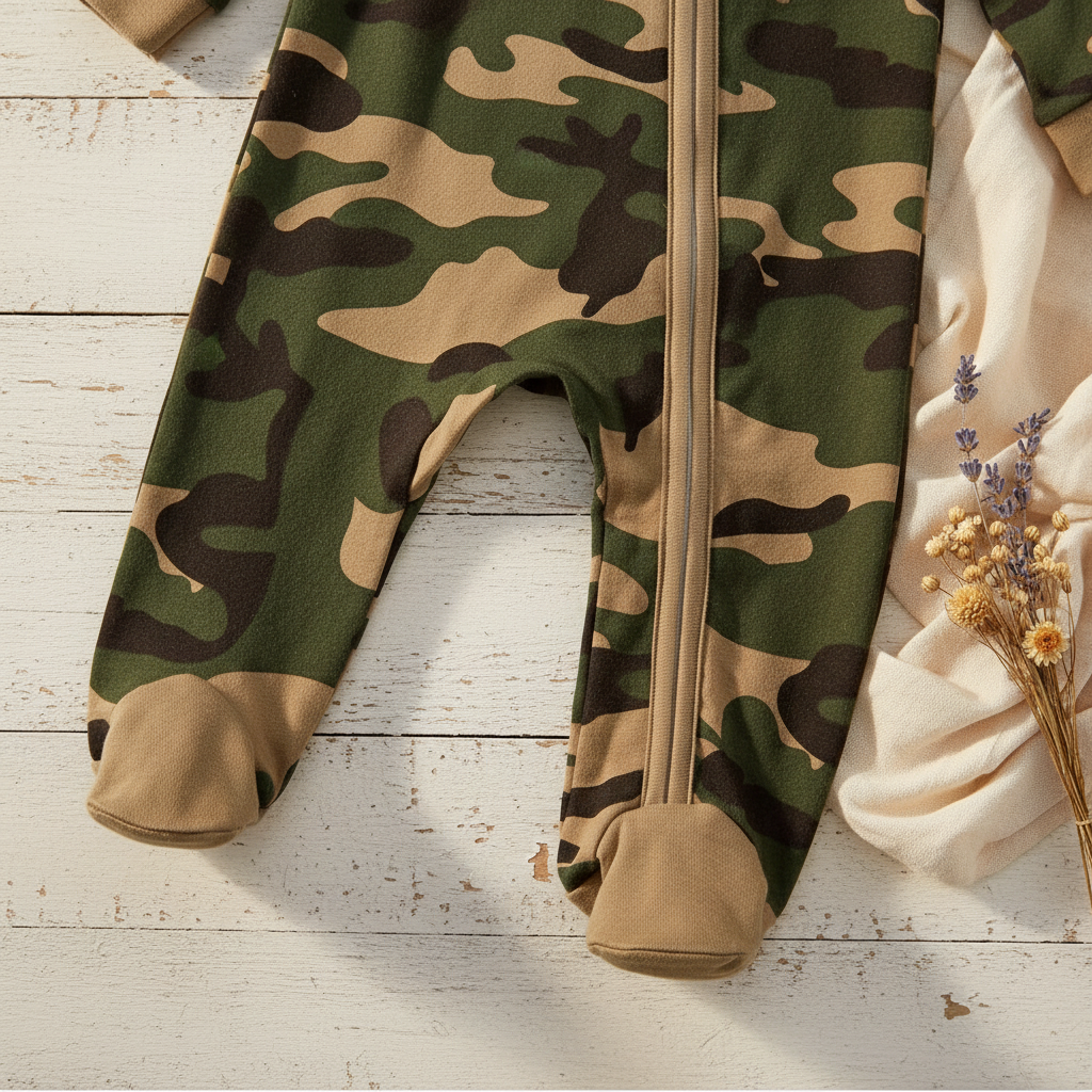 Camo Romper Feet Detail