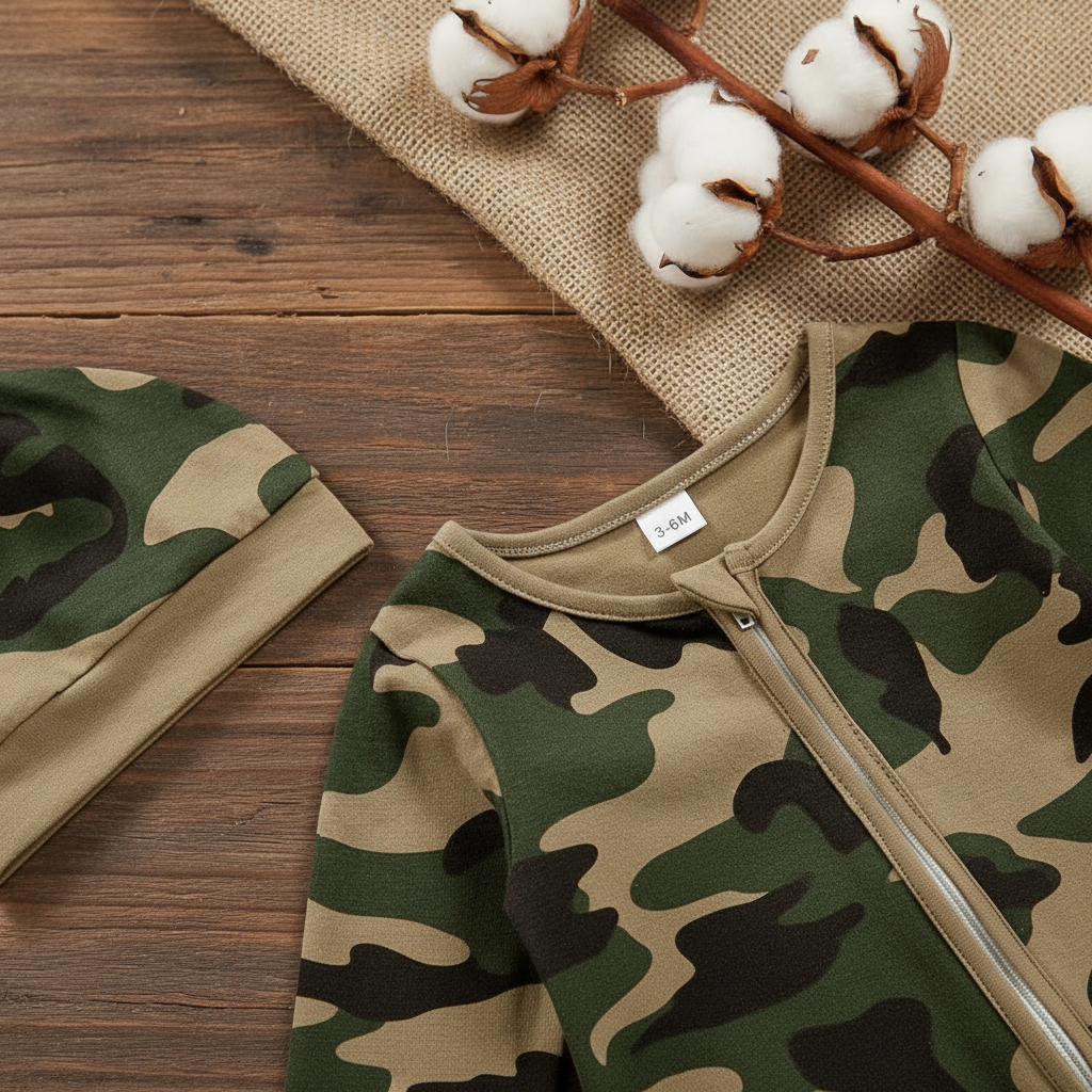 Camo Romper Zipper Detail