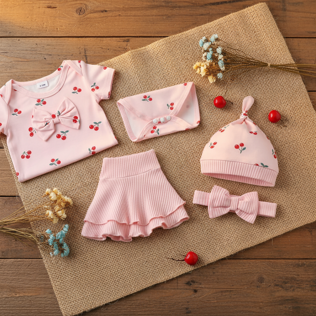 Cherry Blossom Baby Girl 4-Piece Set