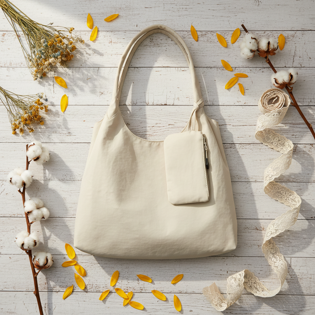 Cream Canvas Hobo Tote Bag with Zip Pouch – Farmhouse Chic Shoulder Bag