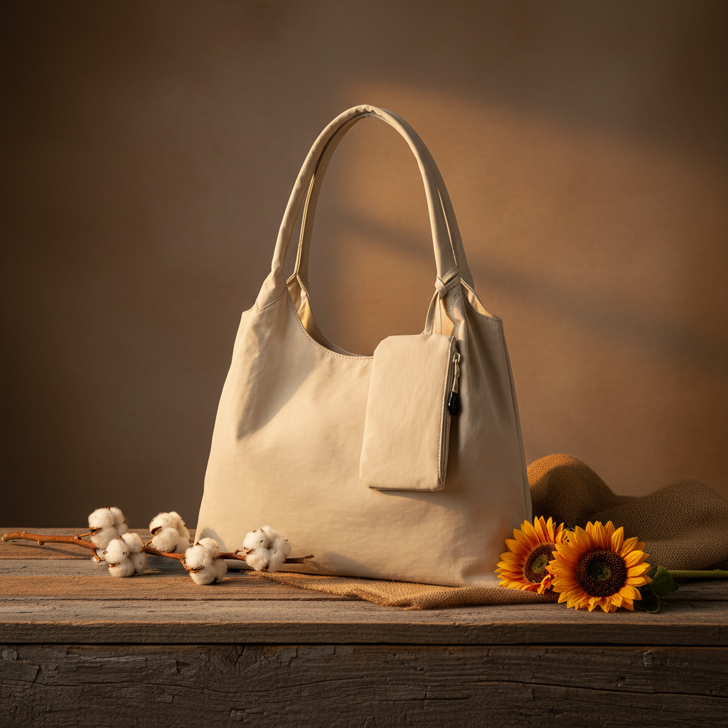 Cream Canvas Hobo Tote Bag with Zip Pouch – Farmhouse Chic Shoulder Bag