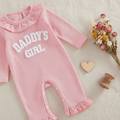 Baby Girl "Daddy's Girl" Waffle Knit Romper & Bow Headband Set – Ruffle Collar & Cuffs