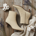 Women's Cream Suede Pointed Toe Ankle Boots with Kitten Heel