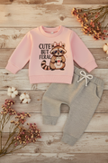 Cute But Feral Baby Girl Sweatshirt & Jogger Set