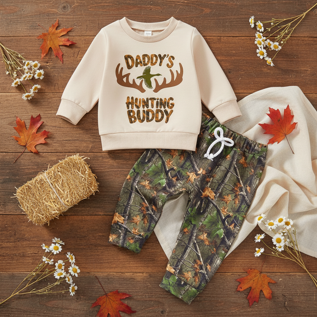 Baby Boy "Daddy's Hunting Buddy" 2-Piece Set – Sweatshirt & Realtree Camo Pants