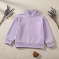 Lavender Heart Half-Zip Sweatsuit Set