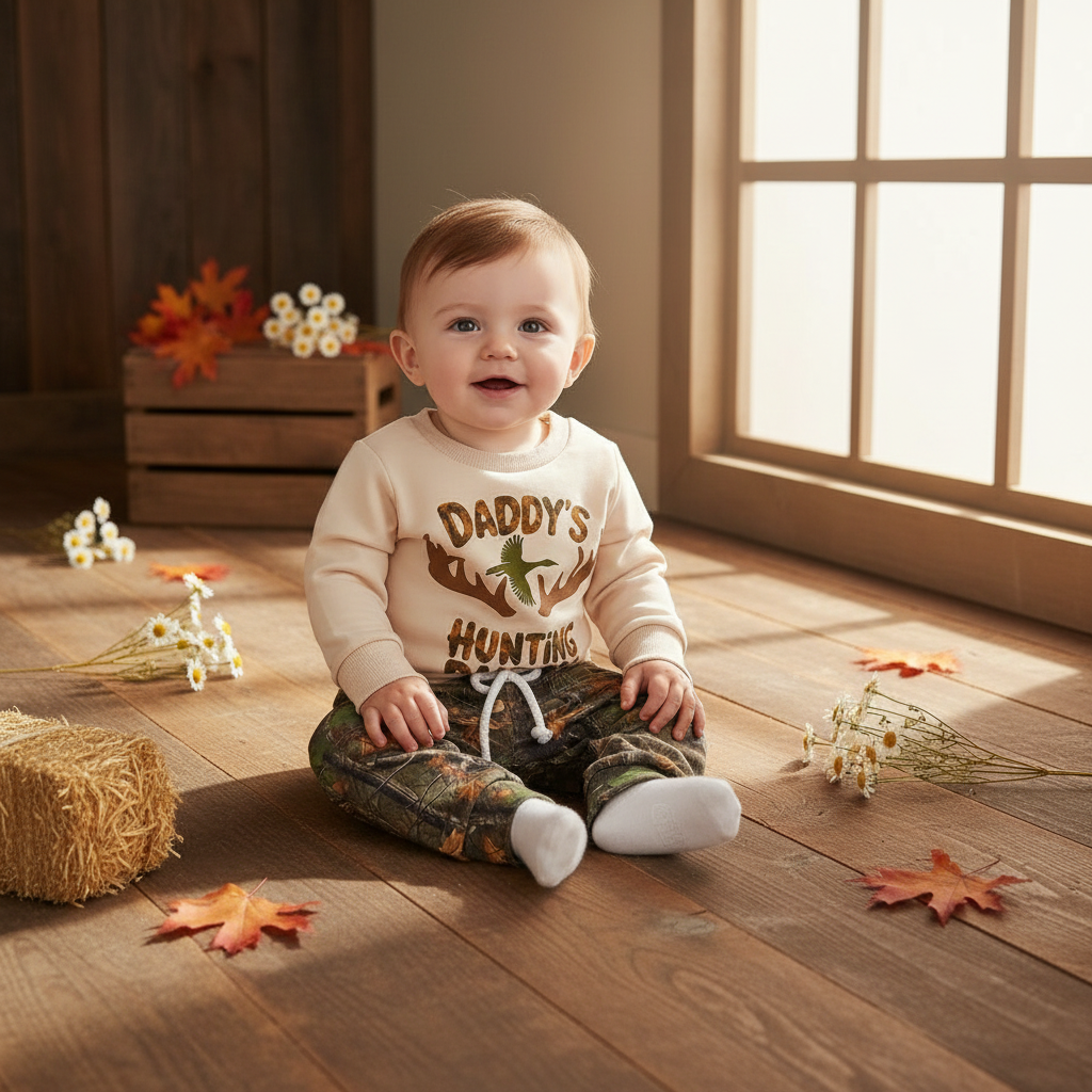 Baby Boy "Daddy's Hunting Buddy" 2-Piece Set – Sweatshirt & Realtree Camo Pants