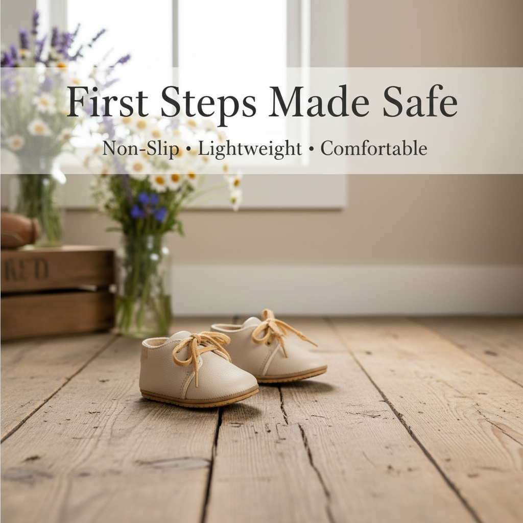 Baby Oxford Lace-Up Shoes – Non-Slip Soft Sole First Walker Shoes