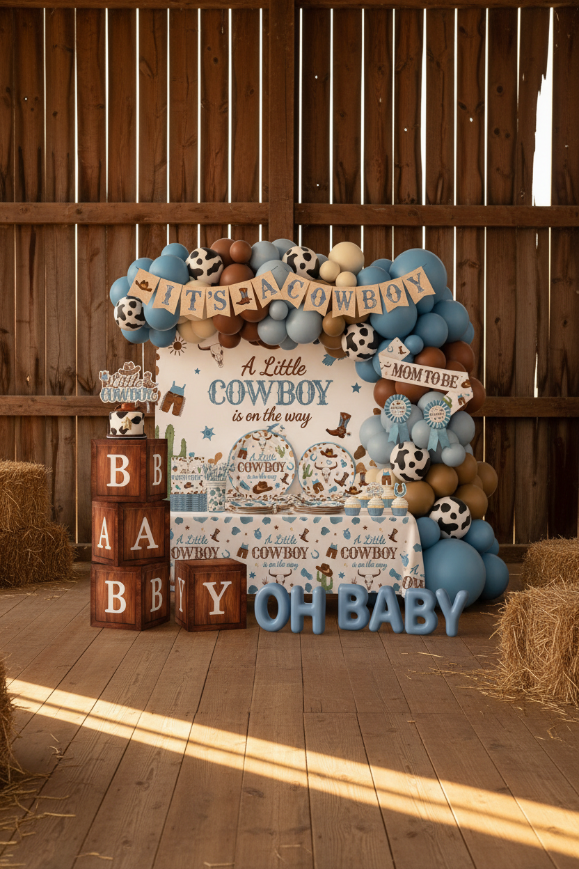 Little Cowboy Full Decoration Set in Barn