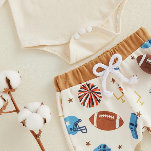 Baby "My First Game Day" 3-Piece Football Set – Bodysuit, Jogger Pants & Knotted Hat
