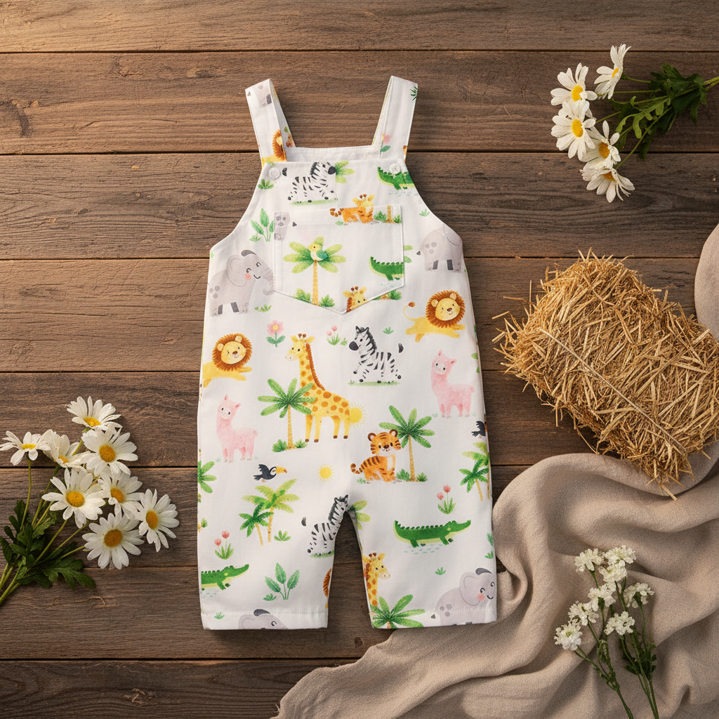 Safari Jungle 2-Piece Baby Set (Overalls + Tee)