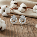 Pearl Flower Crystal Stud Earrings – Sterling Silver 925