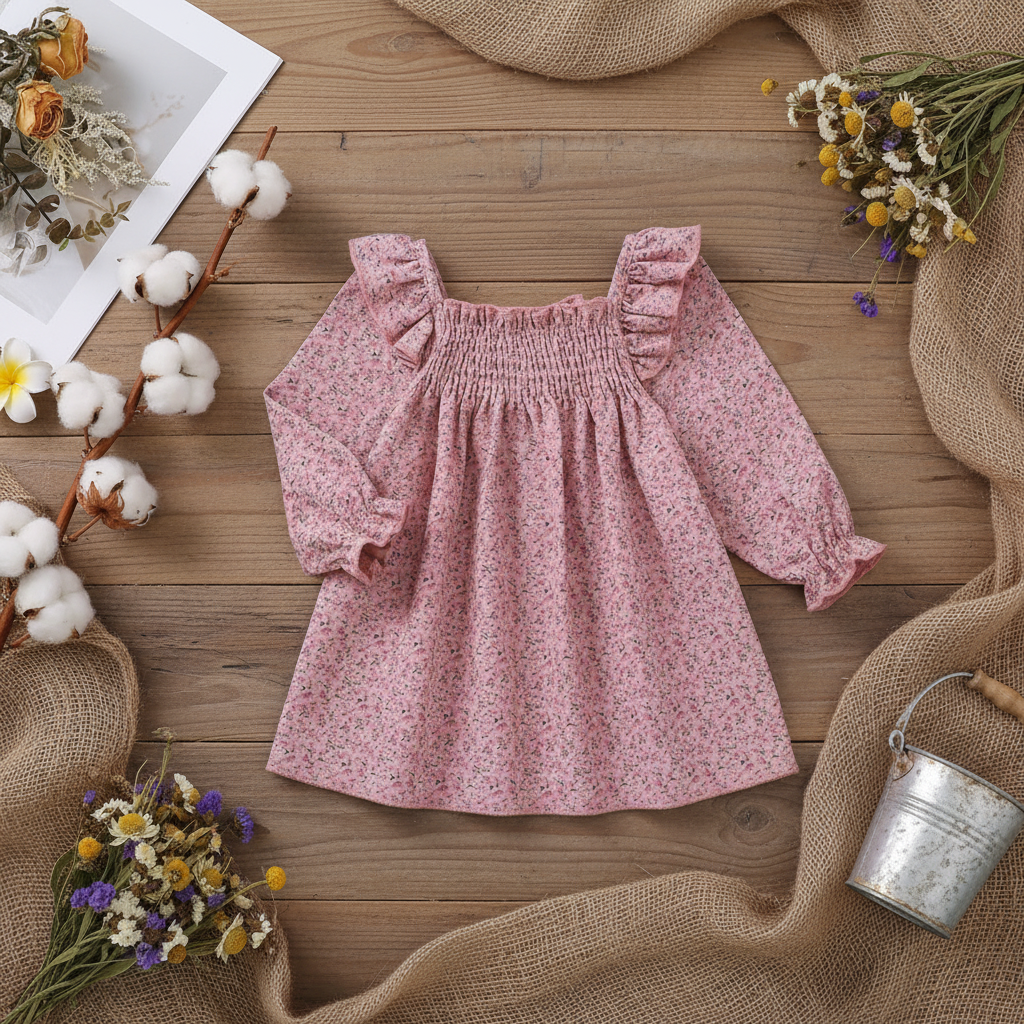 Pink Floral Smocked Dress