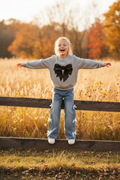 Sequin Bow Sweatshirt & Bow Denim Set
