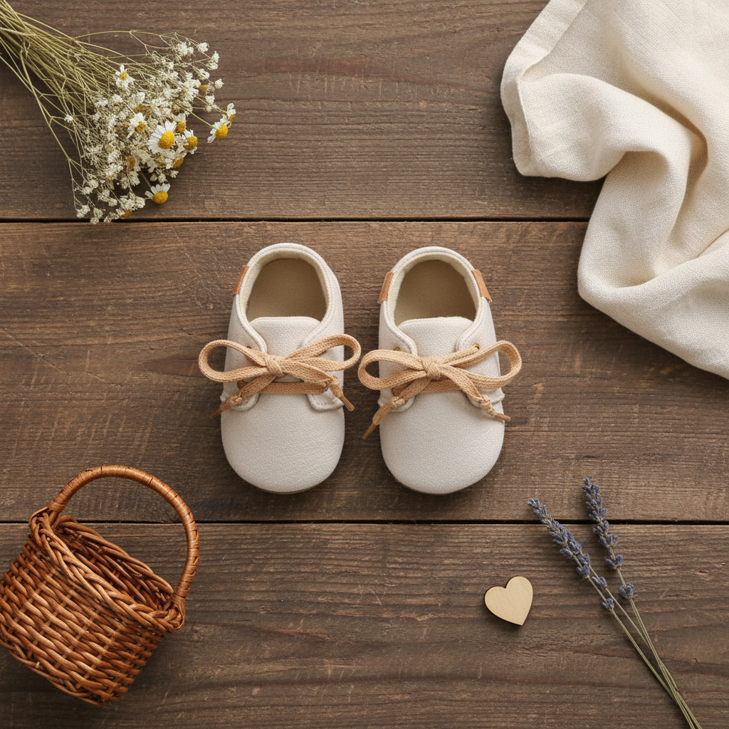Baby Oxford Lace-Up Shoes – Non-Slip Soft Sole First Walker Shoes