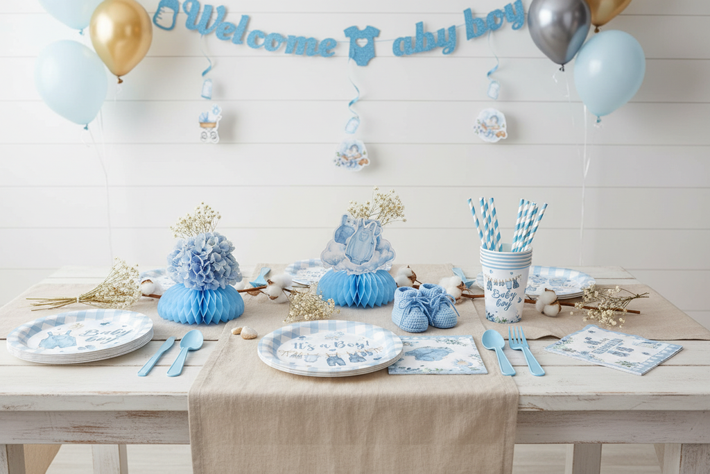 Blue Jean Baby Boy Baby Shower Decor Set