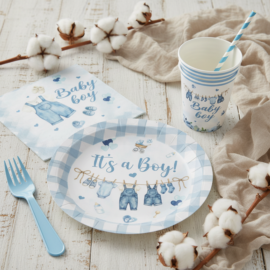 Blue Jean Baby Boy Baby Shower Decor Set